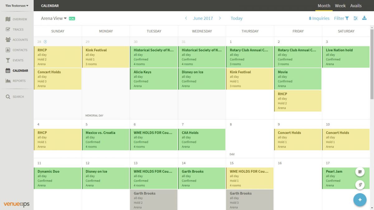 Venue Ops by EventBooking Booking Calendar